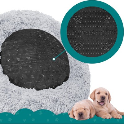 Light Gray Small Round Plush Donut Pet Bed