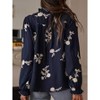 Womens Long Lantern Sleeve Fall Summer Casual Shirt Jacquard Button Down Tops Collar Loose Blouses - 3 of 4
