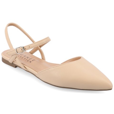 Обувь Journee Collection Women's Martine SuperNatural Shades Buckle Pointed Toe Flats, Shell 6WD