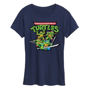 Women's - Teenage Mutant Ninja Turtles - Gaming Group And Logo Short Sleeve Graphic T-Shirt - 1 of 4