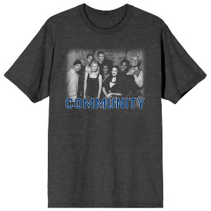 Community Black & White Group Shot Crew Neck Short Sleeve Adult Charcoal Heather T-shirt - 1 of 3