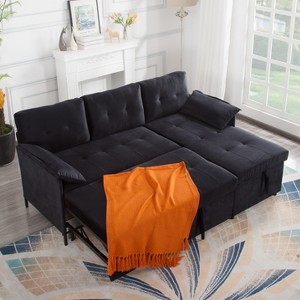 77.6" Reversible Sectional Sleeper Sofa black - 1 of 1