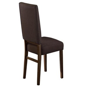 24"Chocolate Brown Color Fabric Upholstered Side Chairs 2pc Set Walnut Finish Wooden Frame Dining Furniture - 1 of 4