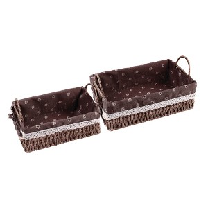 REGALWOVEN Natural Material Durable Woven Multi-Function Open Storage Bins 2 Packs 10.2*7.1*3.5in/11.8*8.3*3.7in - 1 of 4