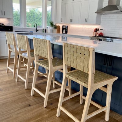 Ceylon Woven Counter Height Barstool Natural Threshold Rubberwood Frame 24 Seat Height Target