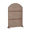 MAYEERTY Room Divider Screen Laurence Diamond Brown Arch Galvanized Sheet 72x35x16in 3-Piece Set - 3 of 4