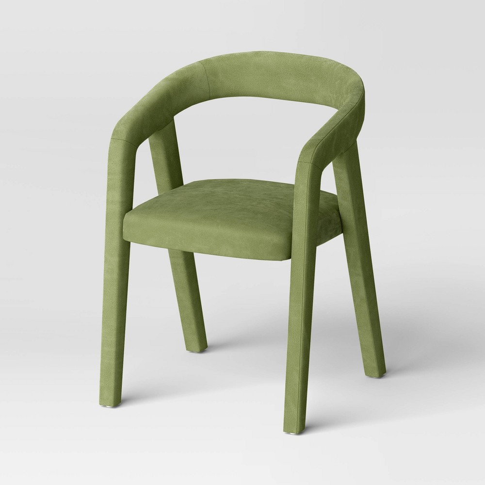 Photos - Sofa Lana Curved Back Upholstered Dining Chair Olive Green Velvet - Threshold™