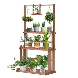 Artloge 3-Tier Heavy Duty Wood Hanging Plant Stand Indoor Outdoor Multiple Pots Organizer Rack for Garden & Balcony Decor - 1 of 4