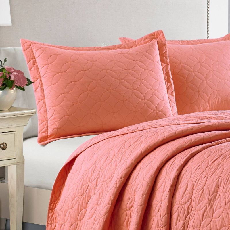 Solid Reversible Quilt Set Coral - Laura Ashley, 5 of 9