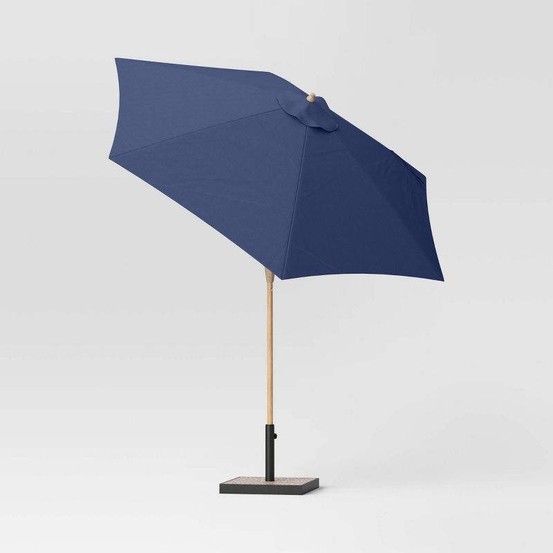  9' Round Outdoor Patio Market Umbrella with Light Wood Pole - Threshold™, 4 of 8