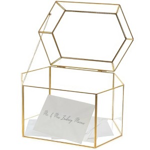 OnDisplay Luxe Gold Frame Glass Wedding Card Box w/Lid - 1 of 4