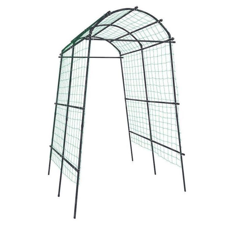 Extra Tall Black Metal Garden Arch Arbor with Nylon Netting