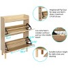 Finnhomy Extended Edition Shoe Cabinet with Natural Rattan Flip Drawers for Entryway, Free Standing 2 Tier Slim Shoe Organizer with Large Top Board - 4 of 4