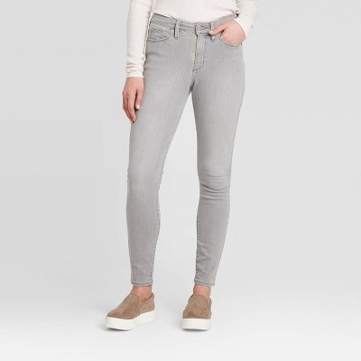 gray high rise skinny jeans