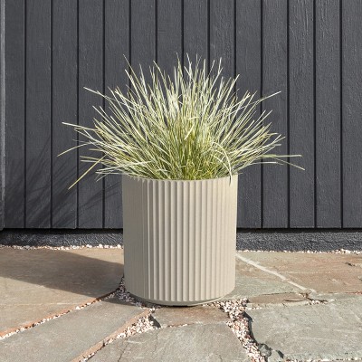 Demi 16" Sandstone Plastic-Stone Round Planter