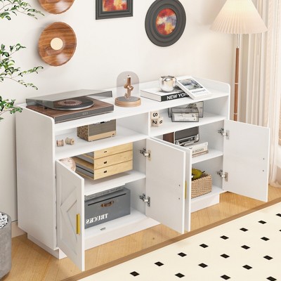 GDFStudio Emma Modern 55" Wood Rectangle Sideboard with 4 Doors