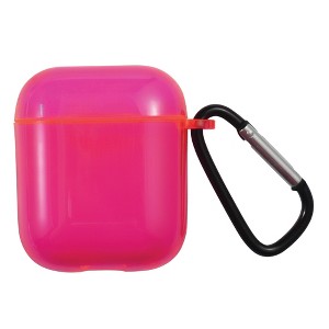 Insten Case Compatible with AirPods 1 & 2 - Protective Bright Skin Cover with Keychain, Clear Rose Red - 1 of 4