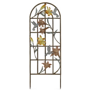 SPI Home Wide Hummingbird Trellis Garden Accent – 39"H Aluminum Outdoor Decor with Nature-Inspired Bird & Bloom Design - 1 of 3