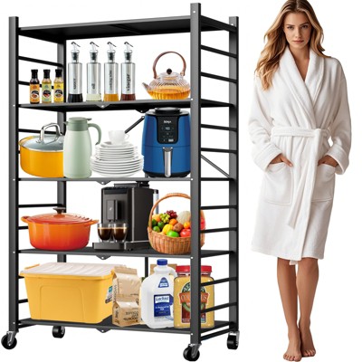 Musment Storage Shelves, Closet Organizers and Storage Foldable Metal Shelving Units  for Garage Kitchen, Collapsible Organizer Rack