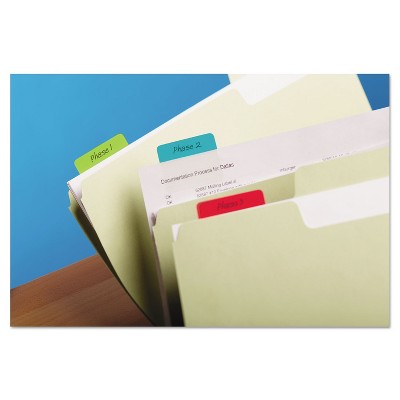 Assorted Color Self-Adhesive Writable File Tabs, 2 x 1.5 Inches, 24-Pack