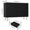 6 Drawer Fluted Dresser for Bedroom, Large Modern Chest with Gold Handles, Wood Storage Organizer for Living Room, Hallway, or Entryway - 2 of 4