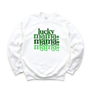 Simply Sage Market Women's Graphic Sweatshirt Lucky Mama Clovers Stacked St. Patrick's Day - 1 of 3