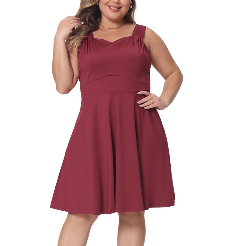 Agnes Orinda Women's Plus Size Sleeveless Sweetheart Neck Cocktail Bridesmaid Party A Line Dress, 2 of 6