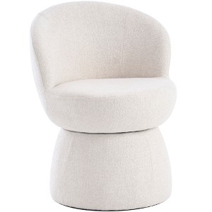 YOUNIKE Boucle Fabric Swivel Accent Chair Modern Upholstered Barrel Chair 22" Wide Living Room Chair Single Sofa Chair - 1 of 4