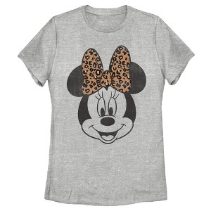 Women's Mickey & Friends Minnie Mouse Cheetah Print Bow T-Shirt - 1 of 4