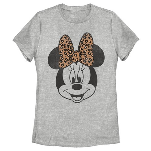 Women's Mickey & Friends Minnie Mouse Cheetah Print Bow T-shirt - Athletic  Heather - X Large : Target