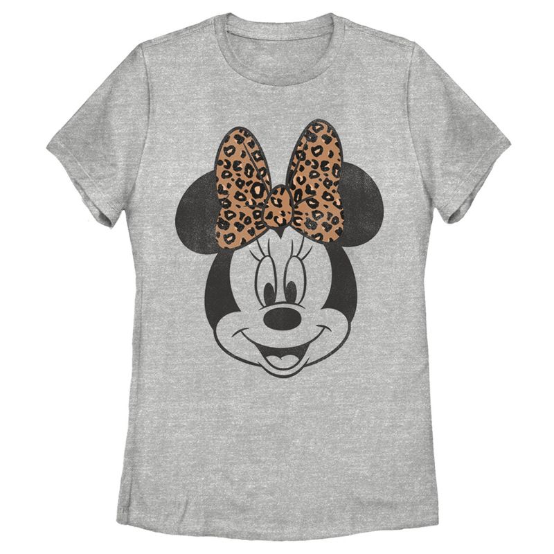 Women's Mickey & Friends Minnie Mouse Cheetah Print Bow T-Shirt, 1 of 5