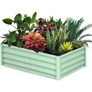 8x4x1 FT Galvanized Raised Garden Bed, Rectangular Metal Planter Box, Outdoor Metal Planter Box for Vegetables, Flowers, Green - 1 of 4