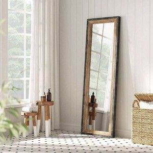 16x48 Leaner Floor Mirror Full Length Large Rustic Standing Leaning Hanging Wood and Metal Long Farmhouse Wall Mirror Brown - 1 of 4