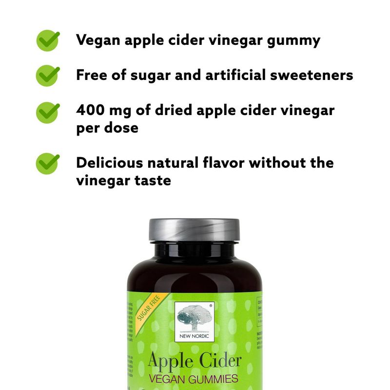 New Nordic Apple Cider Vinegar Vegan Gummies - 60ct, 4 of 11