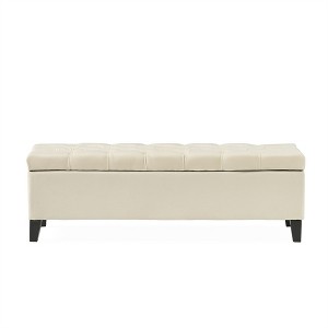 Tramull Button Tufted Diamond-Stitch Storage Ottoman Bench, Soft-Close Lid and Versatile Seating for Living Room - 1 of 4