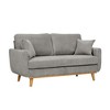 2-Seater Corduroy Mid-Century Sofa with Flared Arms, Solid Wood Frame and 2 Throw Pillows for Apartment or Small Living Room - 2 of 4