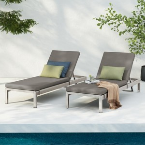 Christopher Knight Home Cape Coral Outdoor Mesh and Aluminum Adjustable Chaise Lounges with Cushion (Set of 2) - 1 of 4