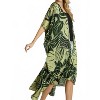 Women's Satin Tropical Plant Print Open Front Kimo - umgee - 3 of 4