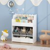 ORRD Kids Bookshelf with Storage Bins & Drawer, Multi-Functional Wooden Book Organizer for Toddlers, White Toy Storage for Nursery Room - 4 of 4