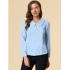 INSPIRE CHIC Women's Peter Pan Collar Crochet Trim Long Sleeve Work Office Blouse - 3 of 4