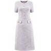 INSPIRE CHIC Women's Crew Neck Short Sleeve Tweed Button Decor Elegant Work Sheath Midi Dress - 4 of 4