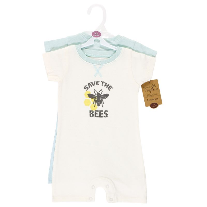 Touched by Nature Unisex Baby Organic Cotton Rompers, Save The Bees, 3 of 6