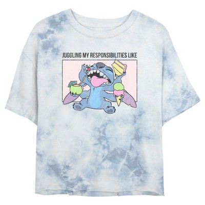 Juniors Womens Lilo & Stitch Juggling my Responsibilities Like Crop T-Shirt
