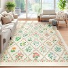 Washable Modern Floral Rug - Non-Slip Lightweight Thin Carpet, Non-Shedding Soft Low Pile Floor Cover for Bedroom Living Room - 2 of 4