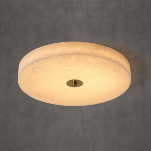 CityFurn Modern LED 11.8"/15.7" Modern Gold Round Flush Mount Ceiling Lights with Alabaster Shade - 1 of 4