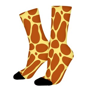 Cow Spot Skin Tile Fashion Giraffe Women Printed Crew Socks Funny Funky Socks Soft Polyester Novelty Gifts for Artists Men - 1 of 1