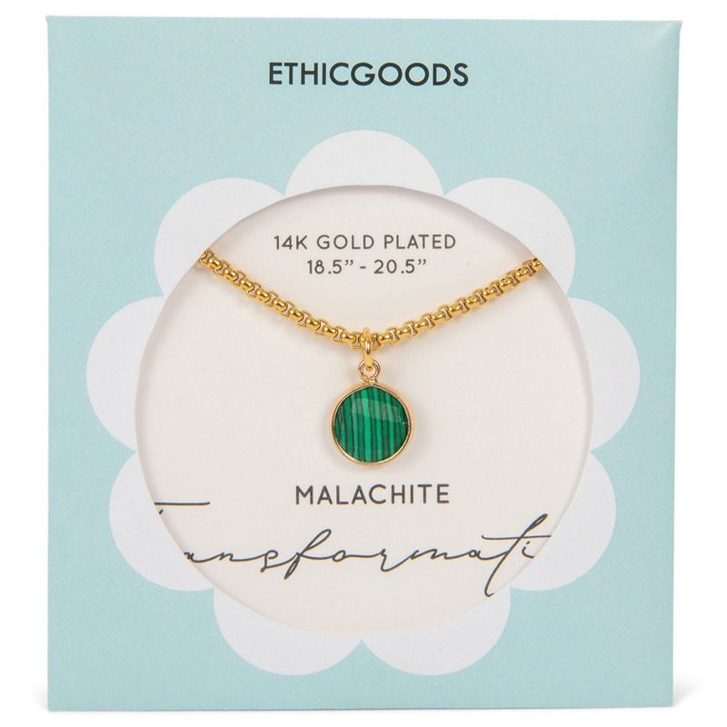 Gold Plated Malachite Stone Pendant Necklace | ETHICGOODS, 2 of 6