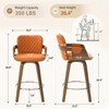 Bekrvio 26" Swivel Counter Stools with Back & Arms, Faux Leather Mid-Century Bar Stools for Kitchen Island, Walnut Frame, Set of 1/2/3/4 - 4 of 4
