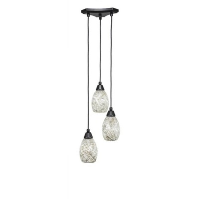 Toltec Lighting Europa 3 - Light Pendant in  Matte Black with 5" Natural Fusion Shade