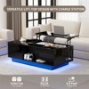Buenhomino 47" Modern LED Coffee Table with Lift Top, All Black Coffee Table with Storage High Gloss Surface - 2 of 4